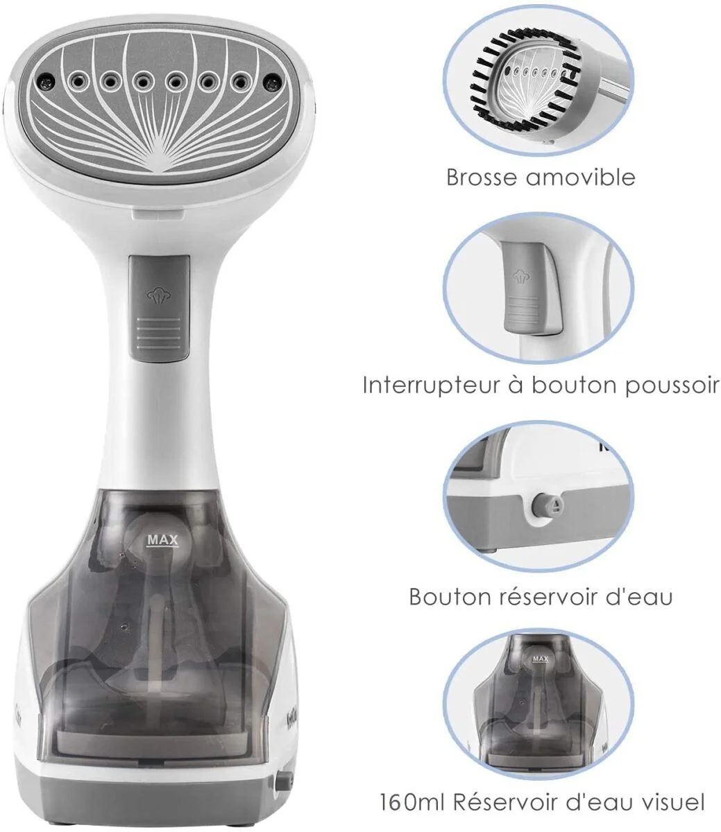Voir plus d'infos sur Défroisseur Vapeur à main - 160 ml - 1000W KotiCidsin Défroisseur Vapeur à main - 160 ml - 1000W KotiCidsin