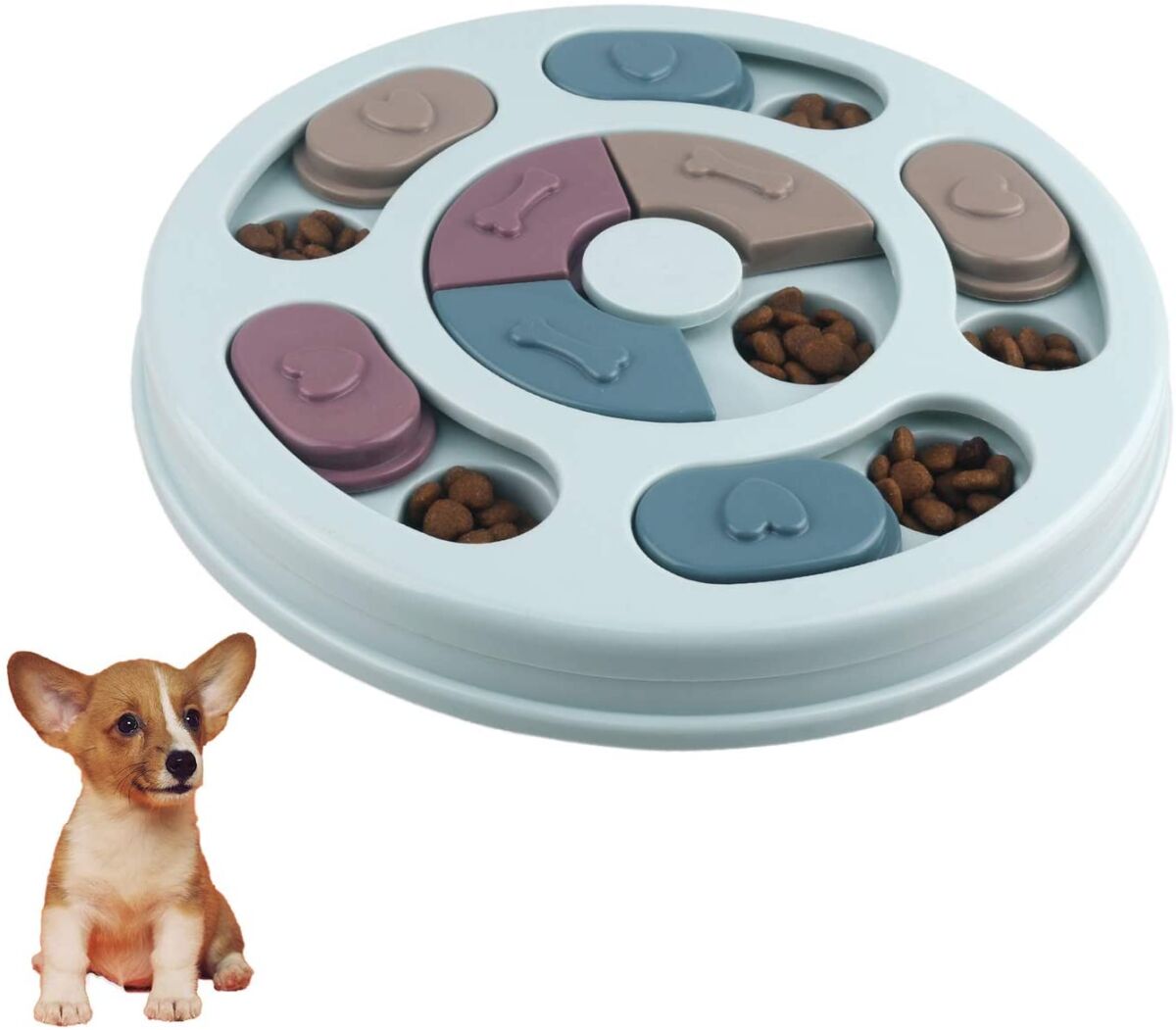 Jouet chien treat Jouet à friandises pour chien - Rond 8 cachettes - Pour chiens et Chiots