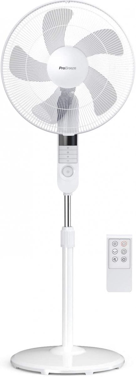  Ventilateur sur pied (135 cm) avec télécommande - Blanc - Pro Breeze