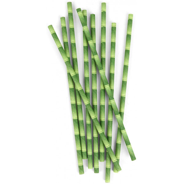 pailles en papier motif bambou Pailles biodégradables en papier coloré - Divers coloris disponibles