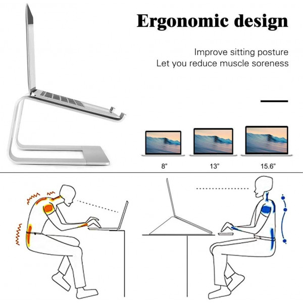  Support incliné en aluminium pour ordinateur portable