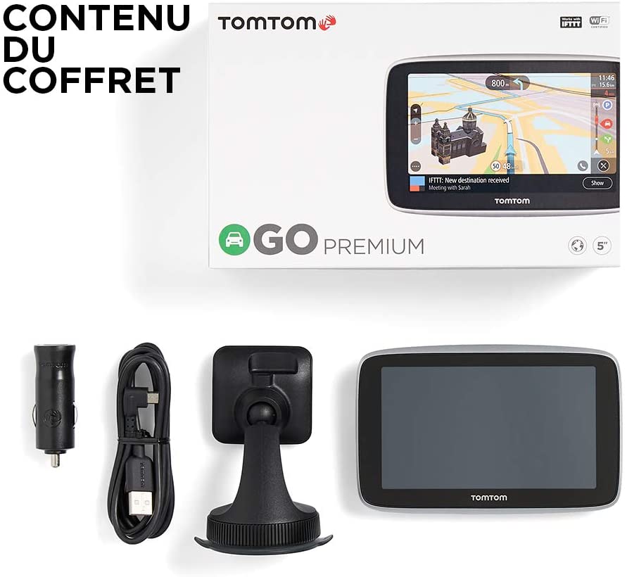  TomTom GPS Voiture GO Premium 5 Pouces avec kit mains libres