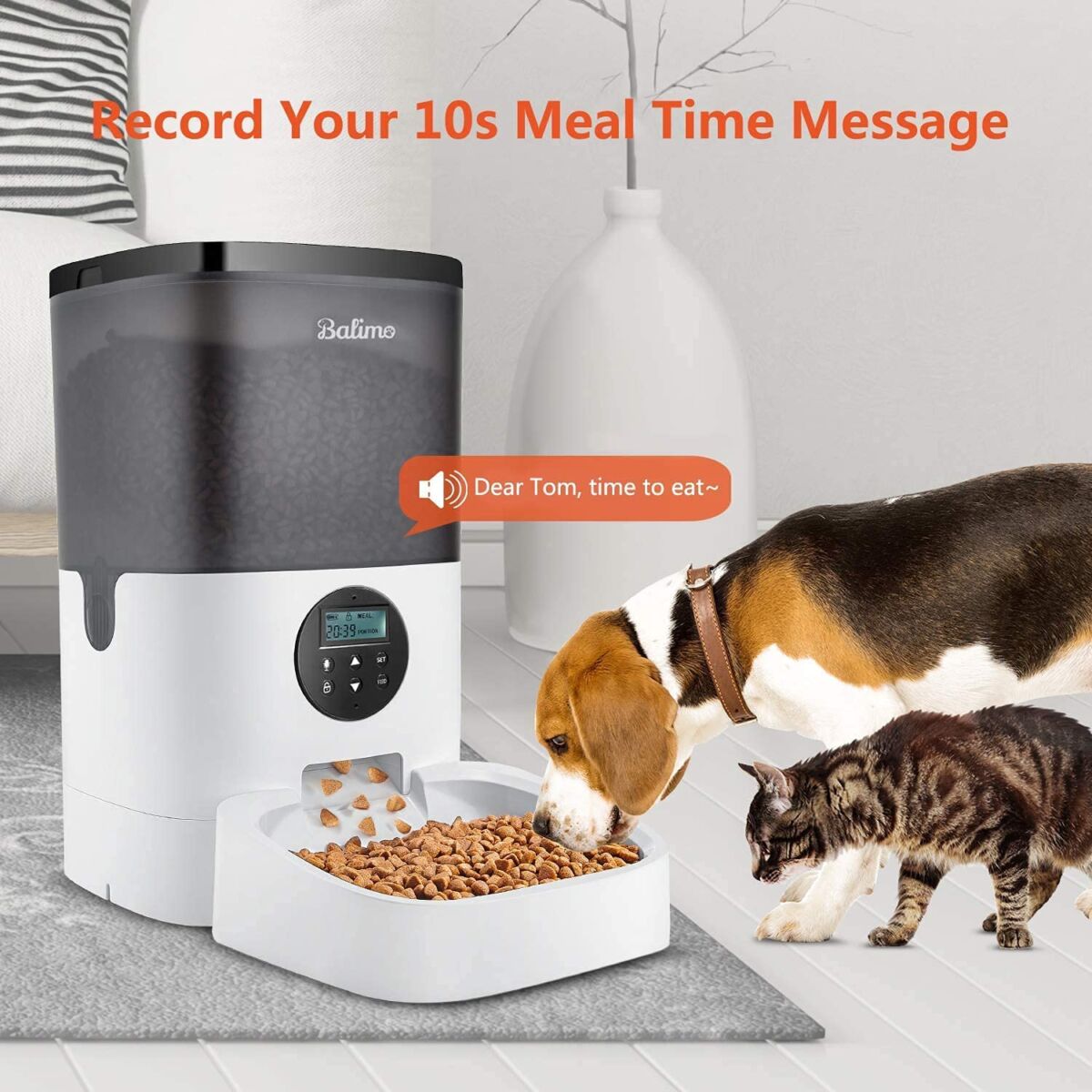  Distributeur Croquettes Automatique pour Chats et Chiens avec message vocal - Balimo