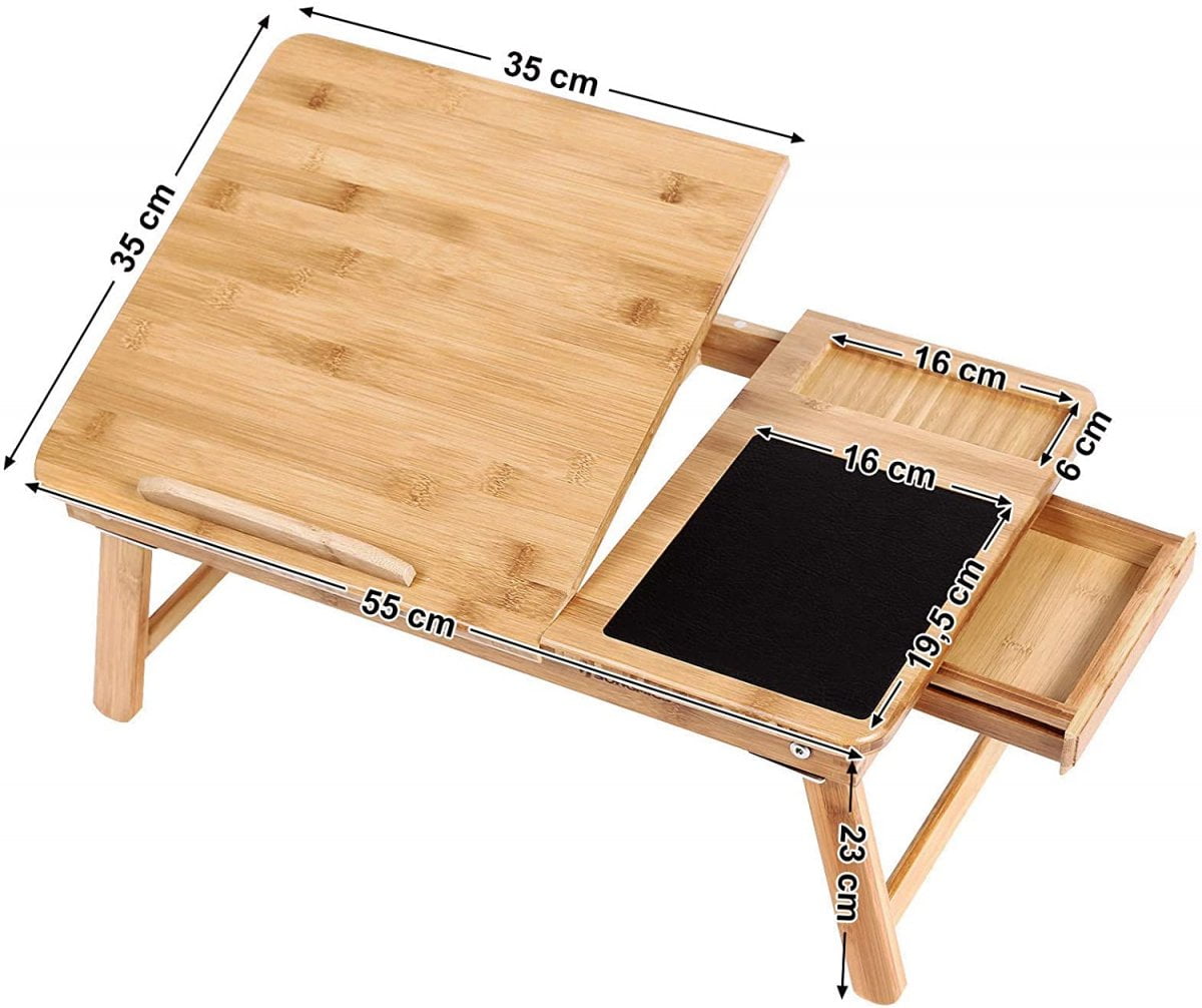  Support ordinateur portable en bambou - plateau inclinable pour le lit le canapé