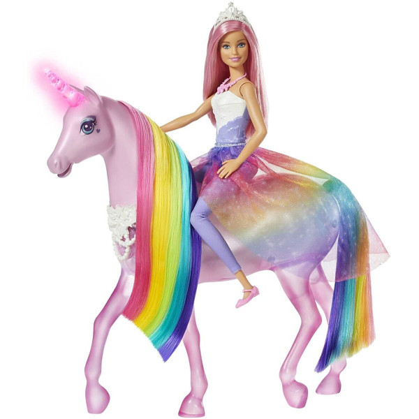  Barbie Dreamtopia Licorne rose Lumières Magiques crinière arc-en-ciel