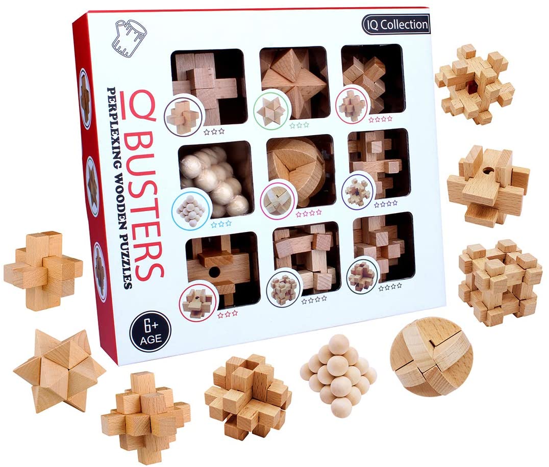  Coffret de 9 Casse-tête en bois 3D