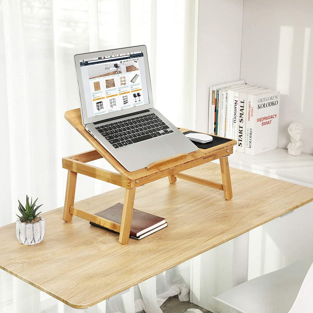  Support ordinateur portable en bambou - plateau inclinable pour le lit le canapé