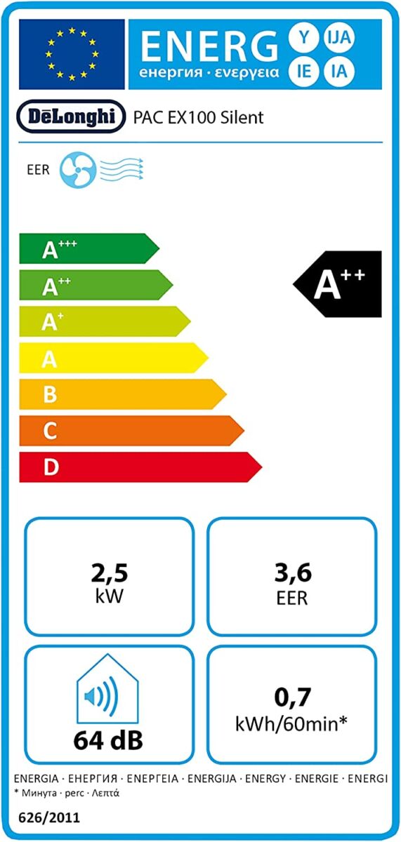  Climatiseur mobile - DELONGHI PAC EX100 SILENT - 10000BTU - Class A++