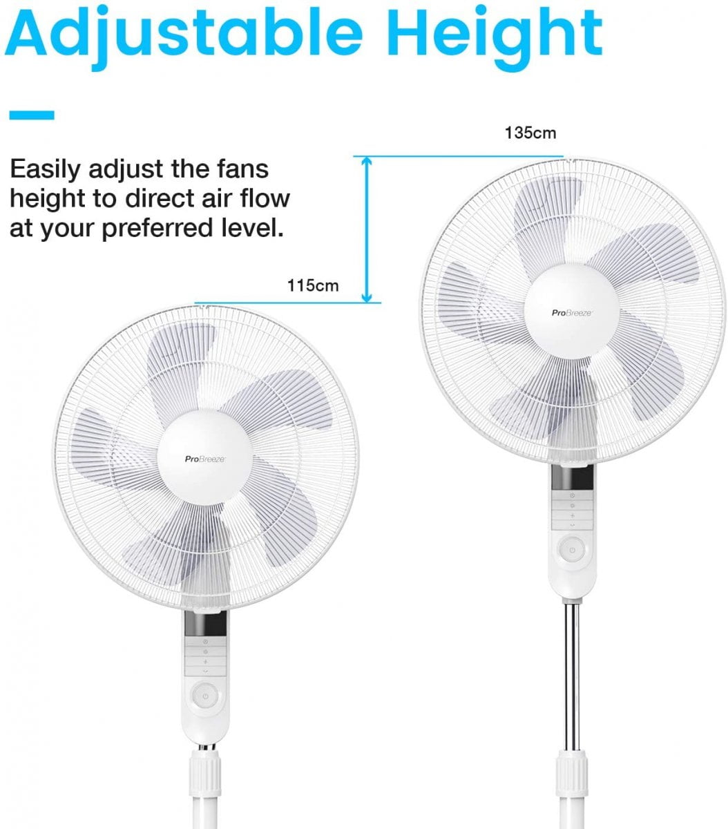  Ventilateur sur pied (135 cm) avec télécommande - Blanc - Pro Breeze