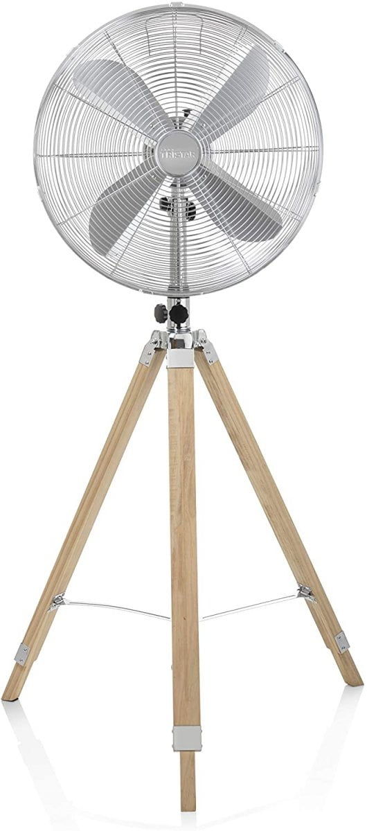  Ventilateur avec pieds en bois - Look design en acier - 130cm - Tristar VE-5805