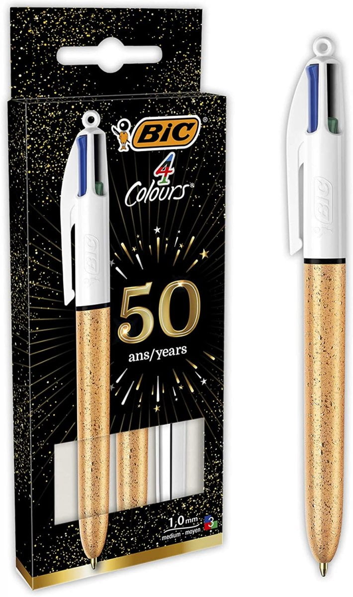  Stylo BIC 4 Couleurs - Édition spéciale Doré ou Argenté