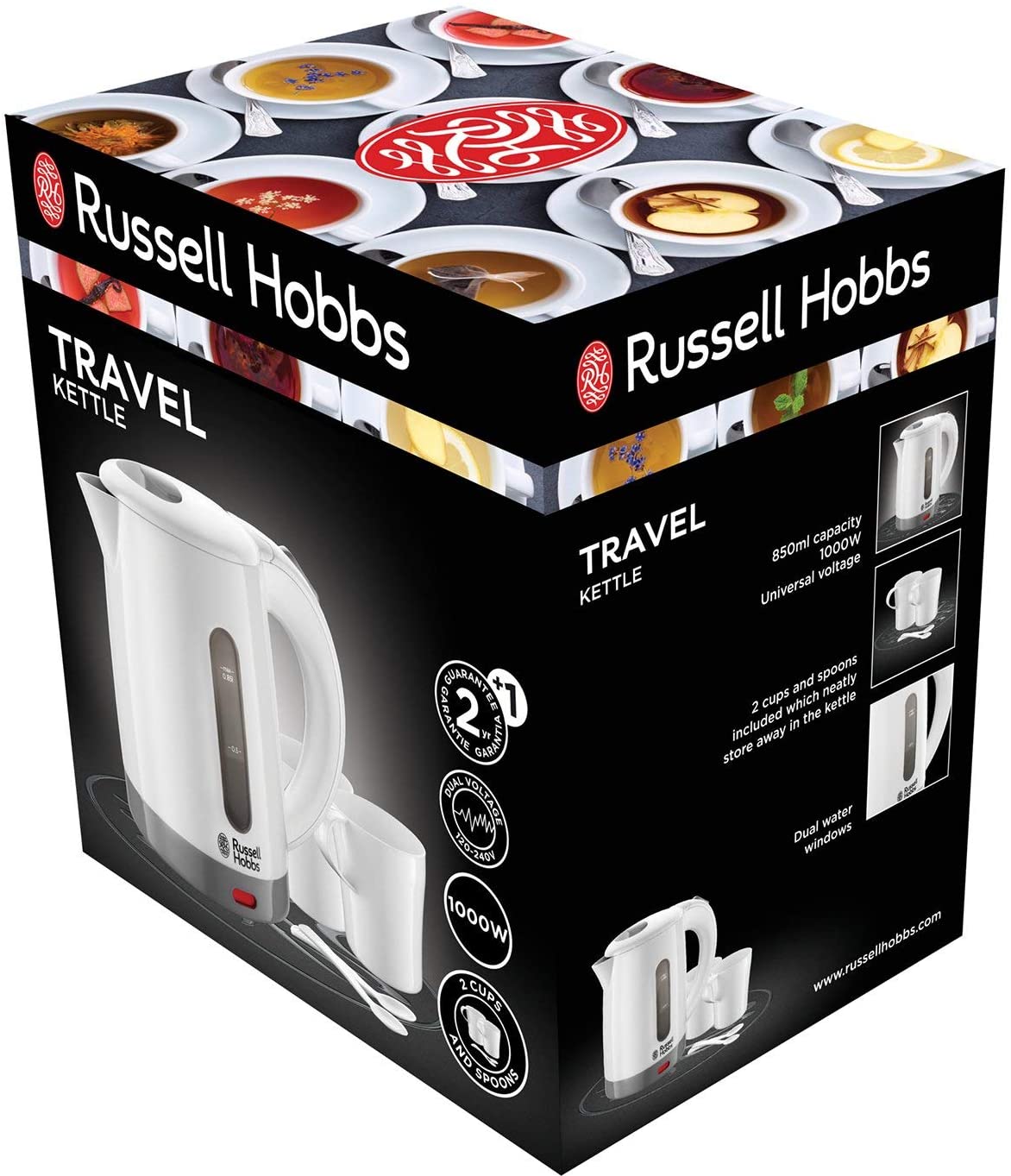  Bouilloire de Voyage 0,85L - 2 Tasses Incluses - Russell Hobbs 23840-70