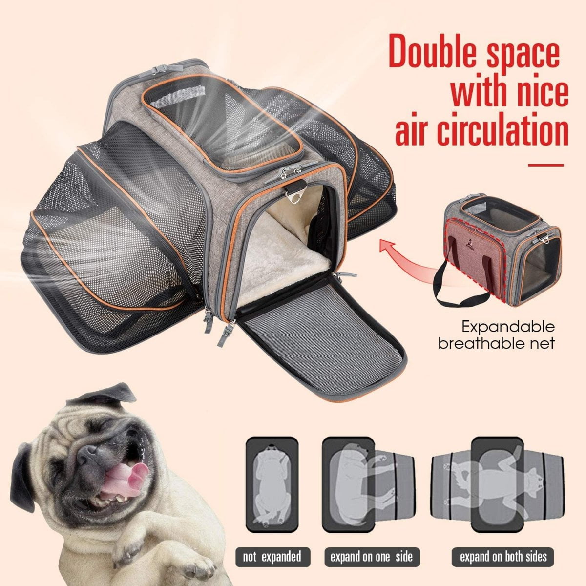  Sac de transport extensible pour chat et petit chien - MOVEPEAK