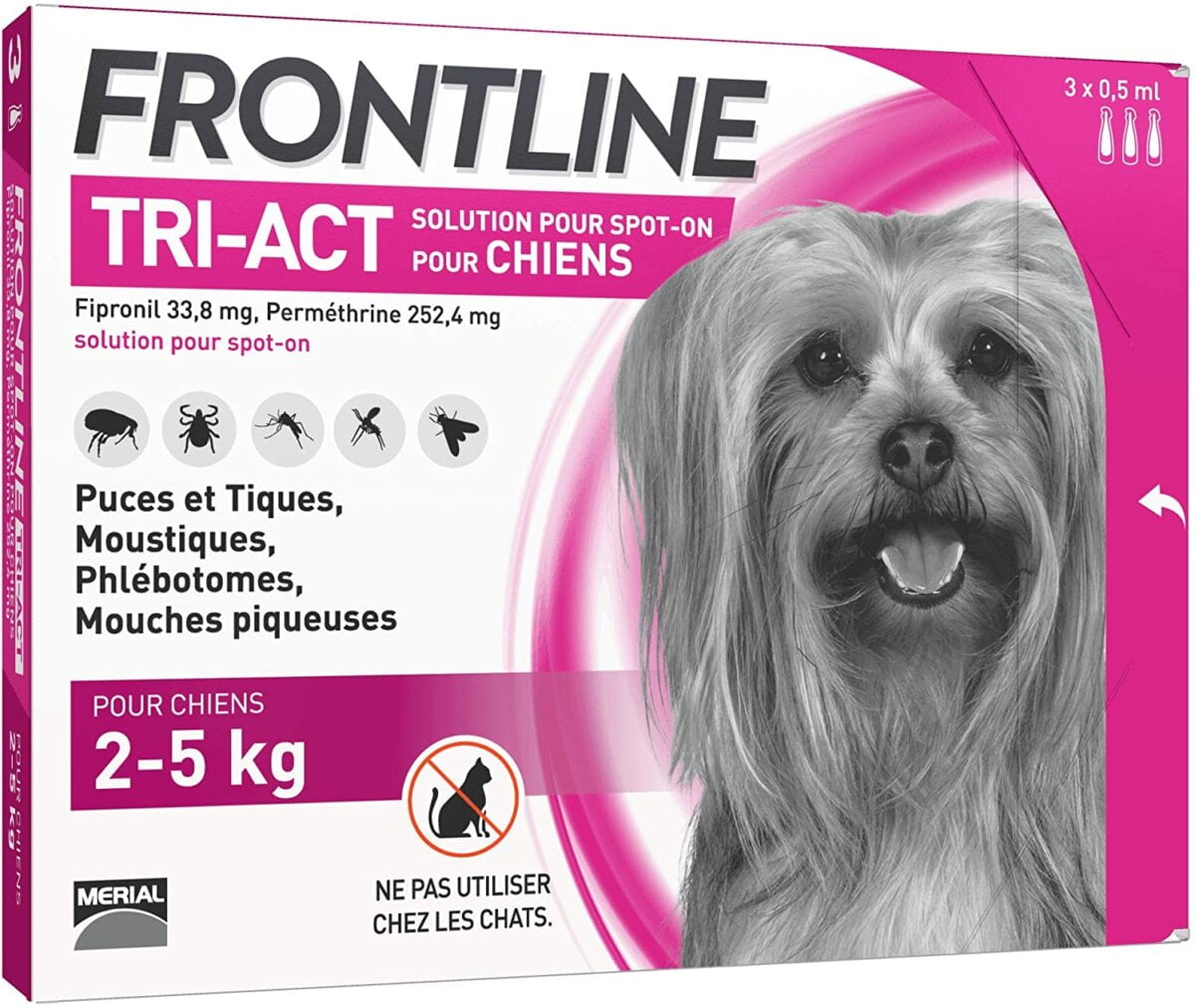  Pipettes FRONTLINE TRI-ACT - Anti-puces et anti-tiques pour chien
