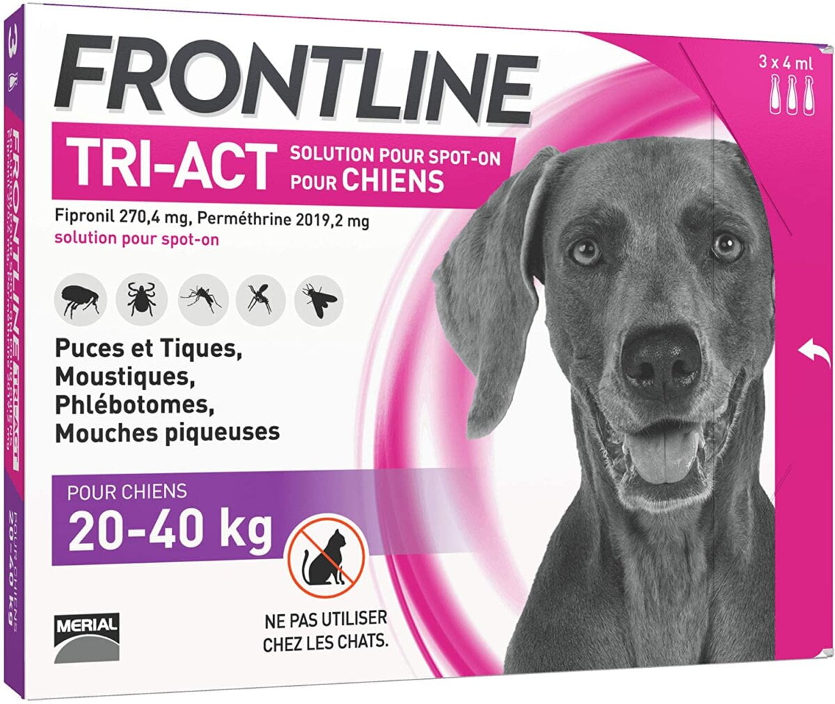  Pipettes FRONTLINE TRI-ACT - Anti-puces et anti-tiques pour chien