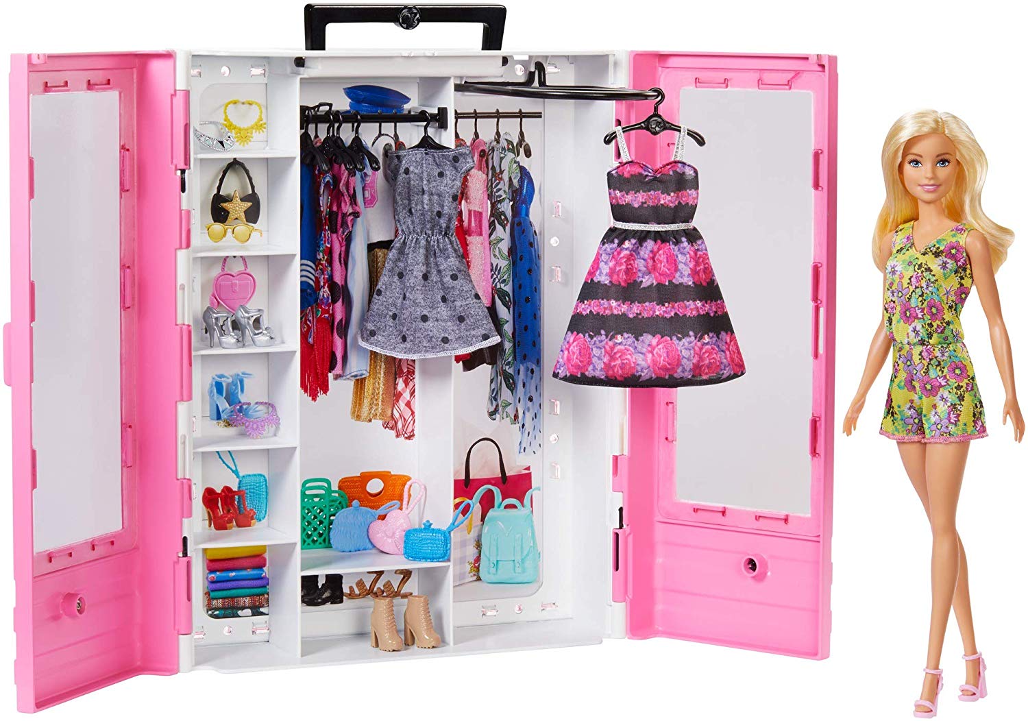  Jouet - Le dressing de Barbie - Poupée + Armoire + Cintres + 15 Accessoires