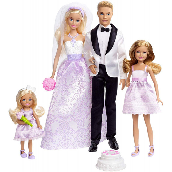  Coffret - Le Mariage de Barbie - 4 poupées : Barbie, Ken et 2 enfants