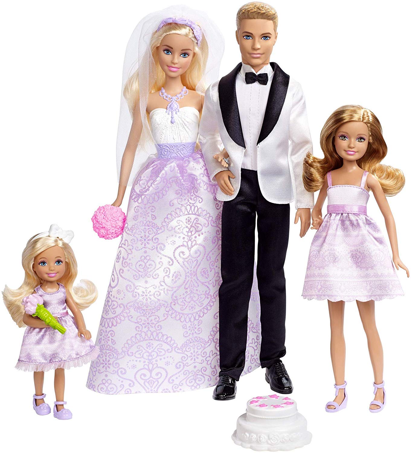  Coffret - Le Mariage de Barbie - 4 poupées : Barbie, Ken et 2 enfants