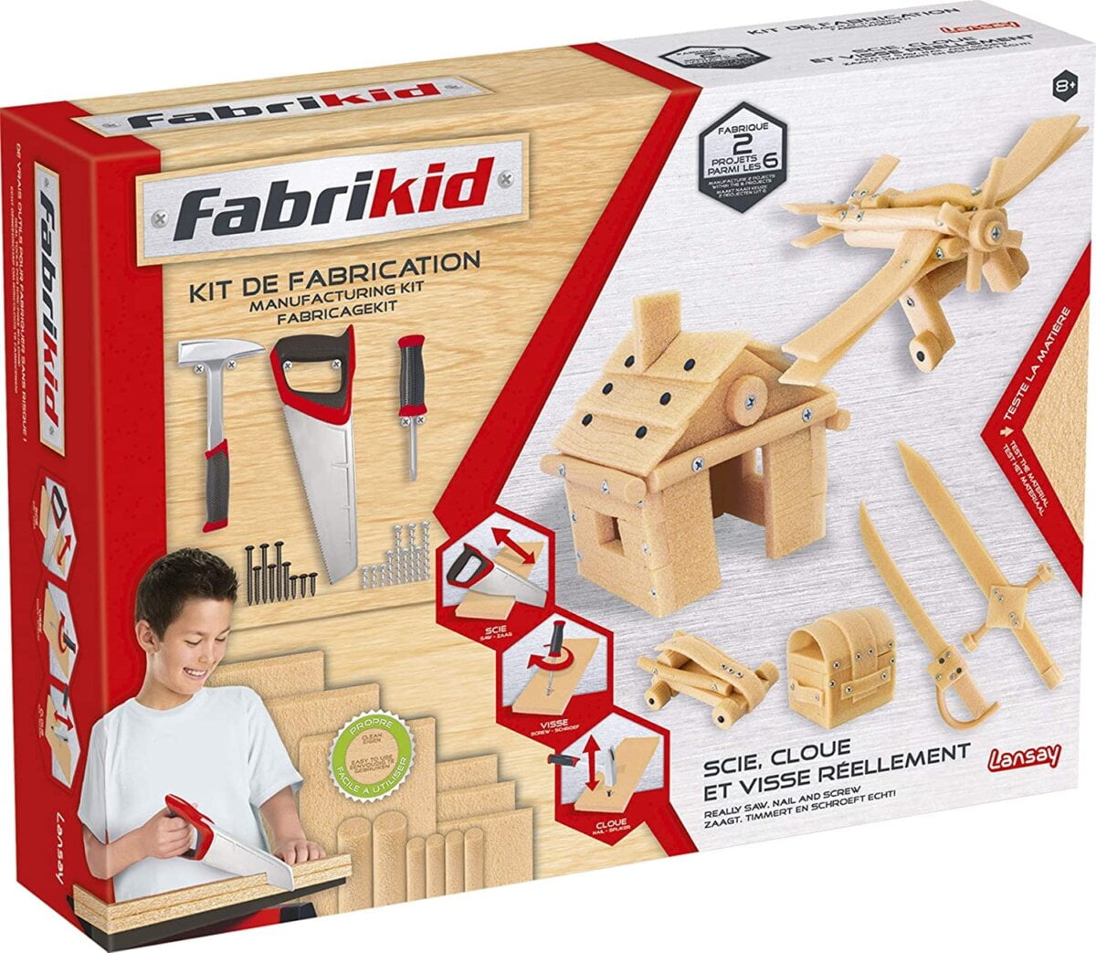  Fabrikid - Kit du bricoleur "Bois" avec les outils - Lansay