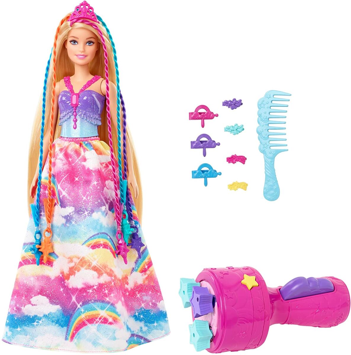  Barbie Dreamtopia poupée Princesse Tresses Magiques avec extensions multicolores