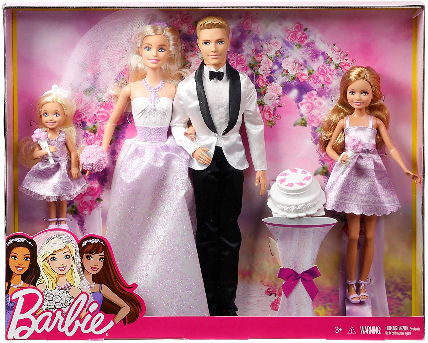  Coffret - Le Mariage de Barbie - 4 poupées : Barbie, Ken et 2 enfants