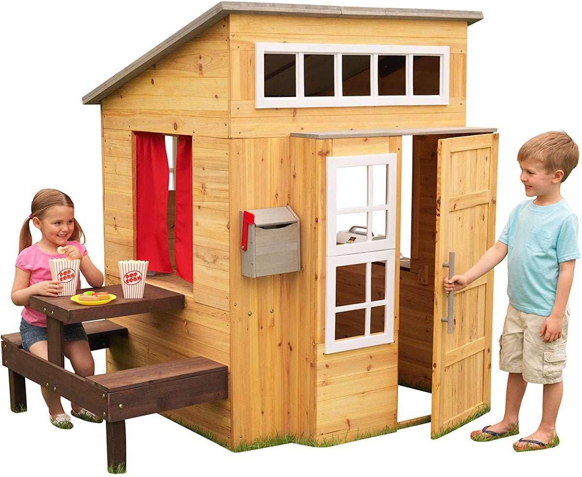  Cabane en bois pour enfants - Avec cuisine, table de pic-nic et accessoires