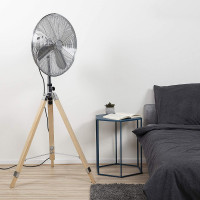  Ventilateur avec pieds en bois - Look design en acier - 130cm - Tristar VE-5805