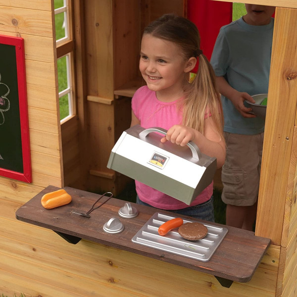  Cabane en bois pour enfants - Avec cuisine, table de pic-nic et accessoires