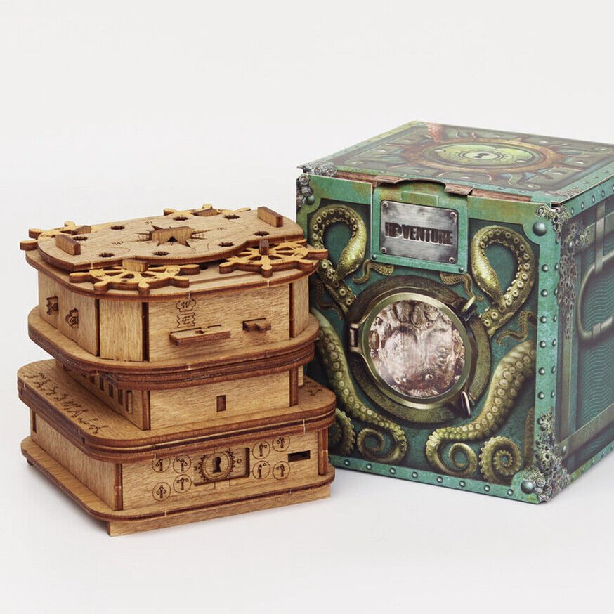  Escape Box en bois - Cluebox : Le Casier de Davy Jones.