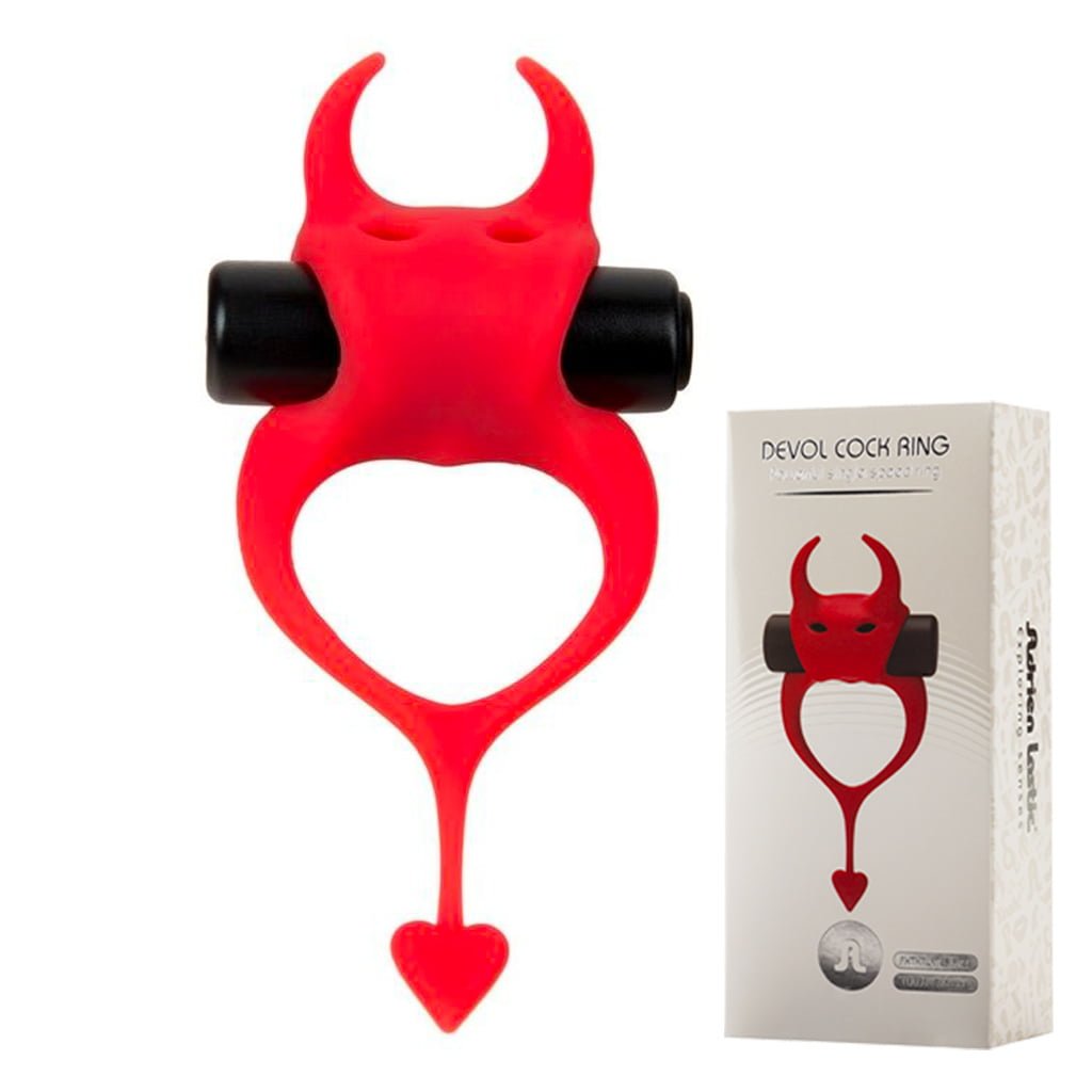 Cockring en forme de petit diable Cockring Devil - Sextoy pour homme en forme de diable rouge et noir