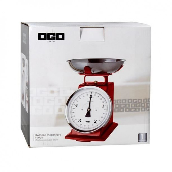  Balance de cuisine mécanique 5kg - Coloris Rouge Rustique - OGO